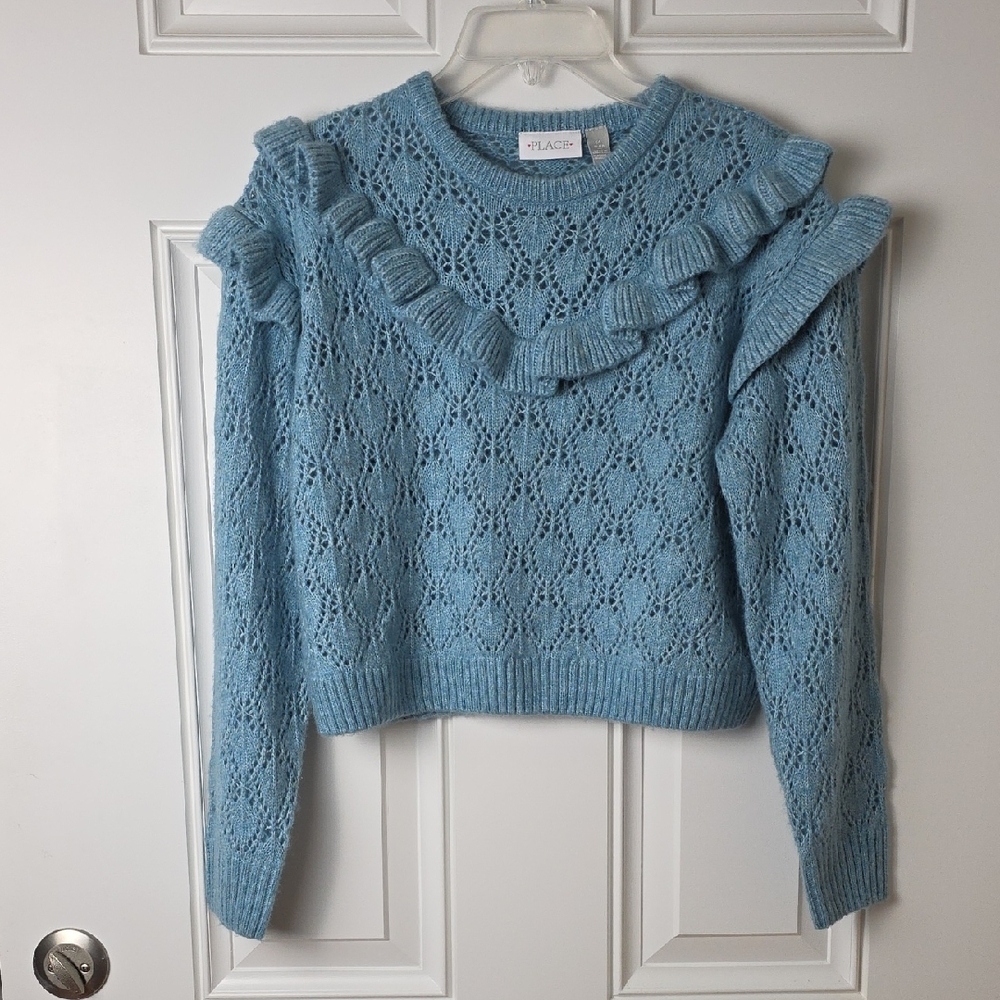The Children's Place Light Blue Lace Sweater.  Size 14